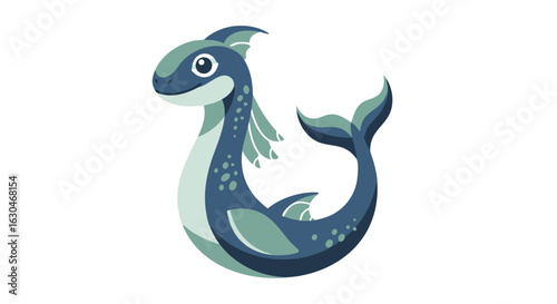 Playful aquatic creature with a serpentine body and charming features in cartoon style