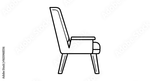 Minimalist Armchair Outline Illustration Depicting Interior Furnishing With Clean Lines And Design Aesthetics