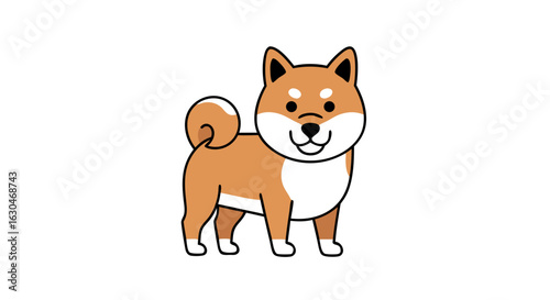 Adorable Shiba Inu Cartoon Illustration Perfect for Children's Content and Design Projects