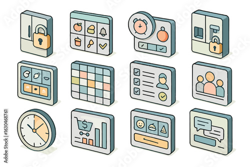 Family icon schedule vector lock menu fridge meals safety water window smart