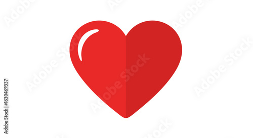 Vibrant red heart graphic with a modern design expressing affection and sentiment in minimalistic style for greeting cards design