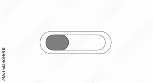 Minimalist toggle switch illustration showcasing an off state with a simple gray slider and white background representing user interface control,