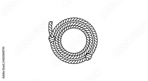 Stylized nautical rope illustration exhibiting a coiled loop pattern on a plain background showcase minimalistic design and craftsmanship