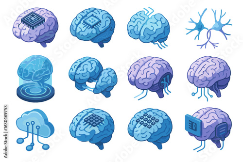 Synthetic emotion link modulation implant neural electrodes converter brain icon futuristic vector