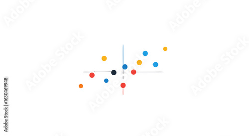 Graphical Representation of Data Dispersion with Colored Dots and Axes on White Background