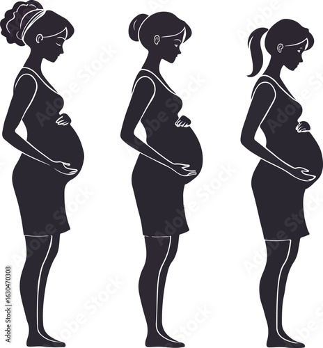 Pregnant Women Profile Silhouettes