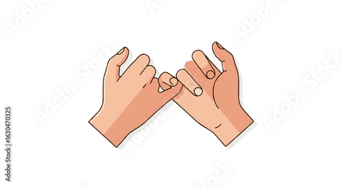 Digital illustration of a pinky promise gesture, symbolizing agreement and trust commitment between two individuals on a white background