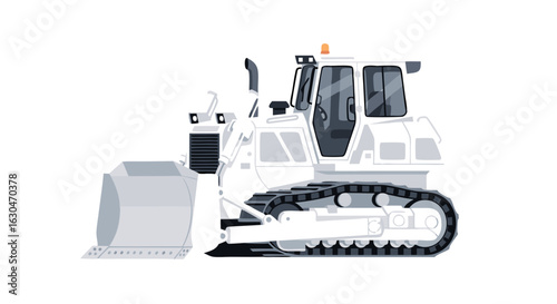 Illustrative Depiction of Heavy Machinery: A Sleek, Vector-Style Bulldozer Design Aimed at Infrastructure Projects