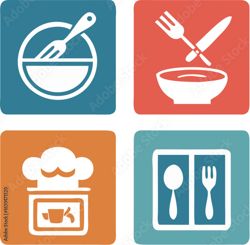 Collection of kitchen and cooking related icons for design projects