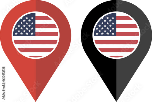American flag map pointer location icon united states usa