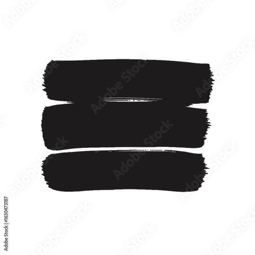 Three horizontal black brush strokes layered, creating an abstract design element.