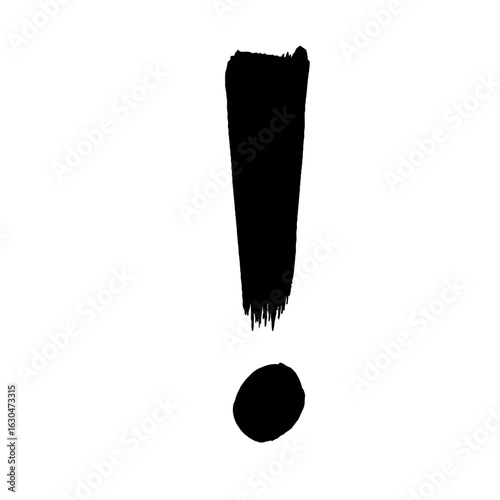 A bold, black exclamation mark painted on a stark white background, signifying emphasis.