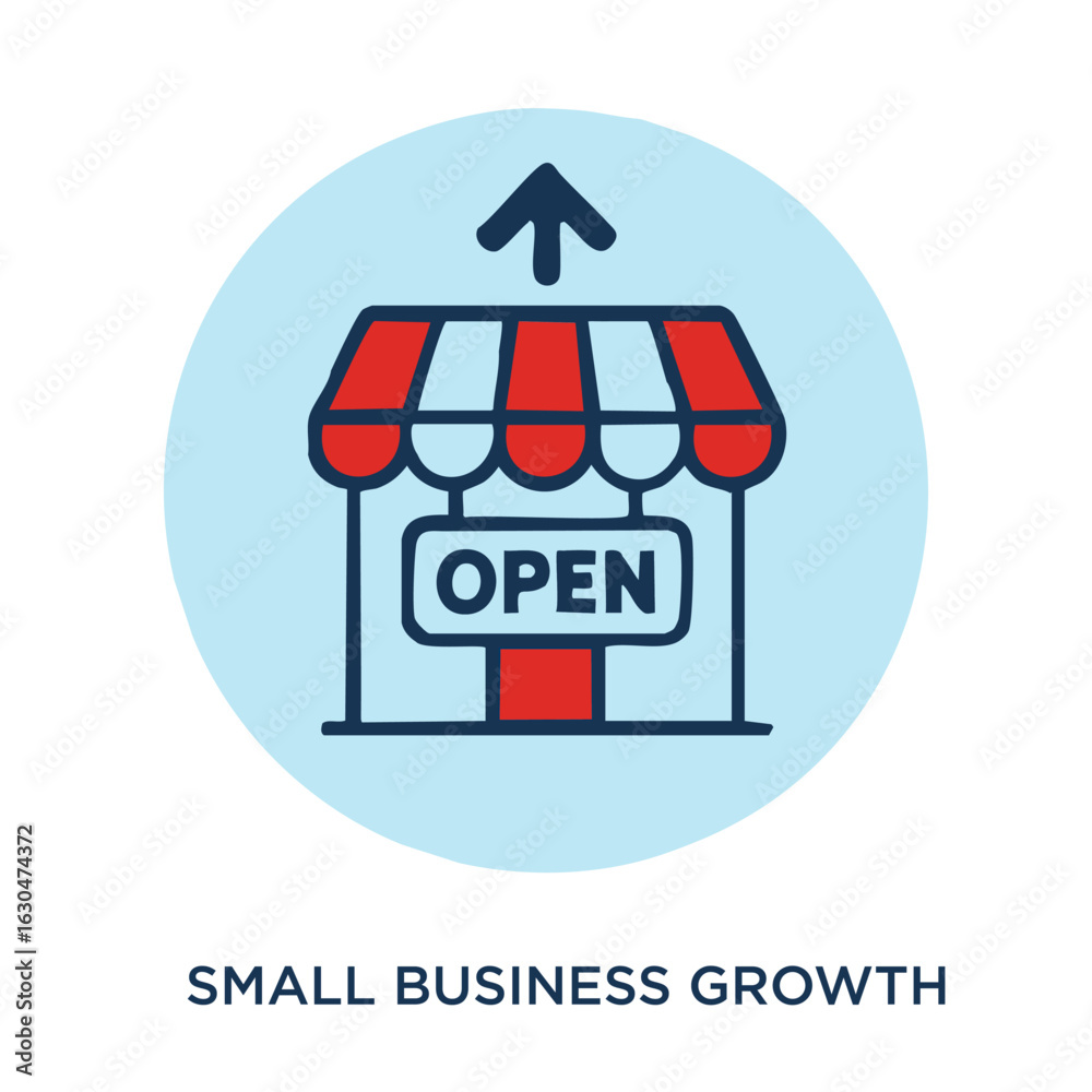 Fototapeta premium Small Business Growth Icon in Circle Vector Symbol for Local Economy and Entrepreneurship