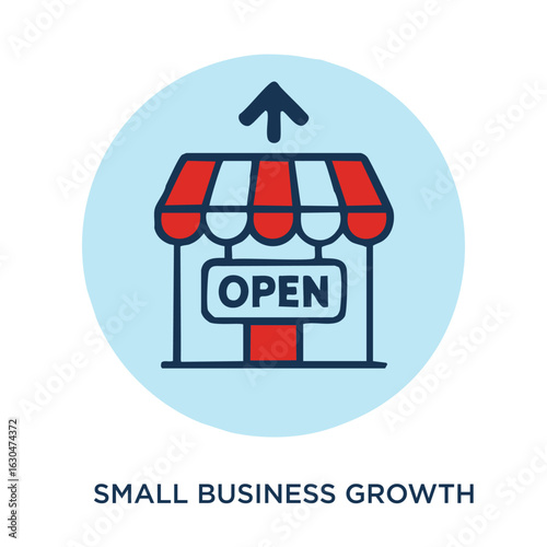 Small Business Growth Icon in Circle  Vector Symbol for Local Economy and Entrepreneurship