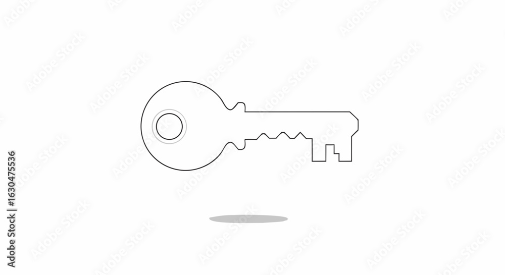 Fototapeta premium Simple outline drawing of a key conveying accessibility, security and unlocking possibilities within minimal artistic expression