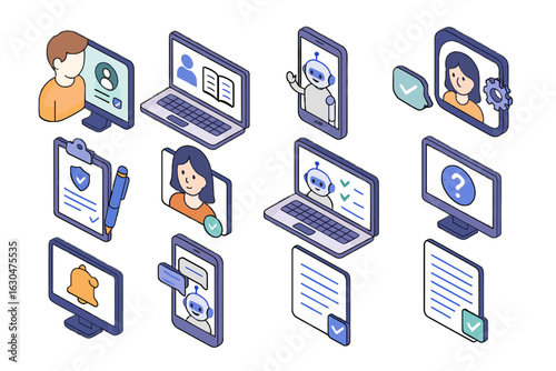 Consent notification vector ai terms icon tutorial icons onboarding chatbot message assessment
