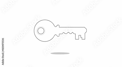 Simple outline drawing of a key conveying accessibility, security and unlocking possibilities within minimal artistic expression