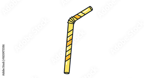 Whimsical cartoon illustration of a striped flexible drinking straw against a plain background