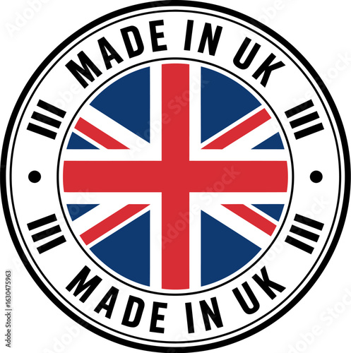 Made in uk vector badge british flag union jack symbol design