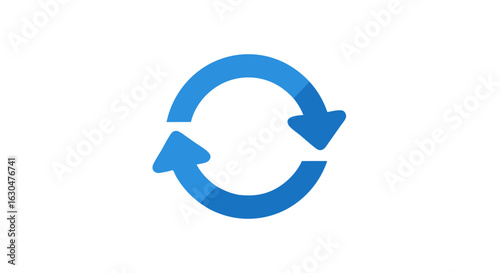 Circular Blue Arrows Indicating Rotation or Refresh on a Clean White Background Symbolizing a Continuous Process