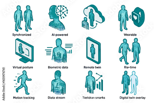 Vector feedback twin icon avatar backup model virtual cloud posture