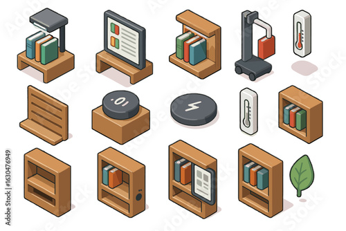 Icon slot lighting module icons smart sensor catalog adjustable vector shelf bookshelf