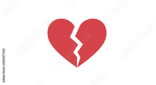 A symbolic portrayal of emotional distress and heartbreak, showcasing a fractured heart on a white background symbolizing pain and emotional turmoil