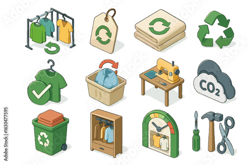Tools friendly icon eco repair reminder vector station choice wardrobe secondhand bin