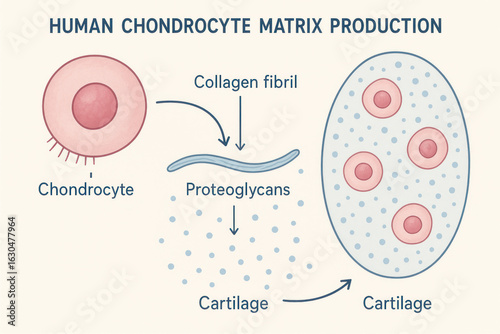 Human Chondrocyte Matrix Production Process - Illustration