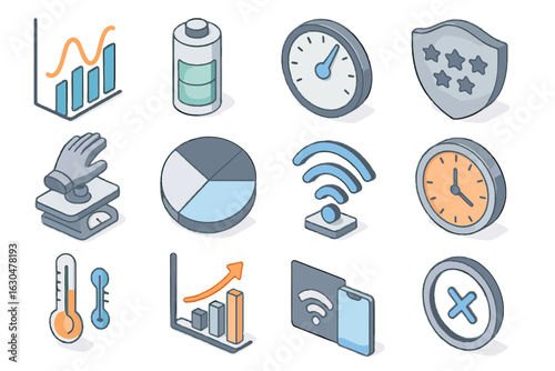 Weight vector range composition icon haptic durability gloves scale icons meter material