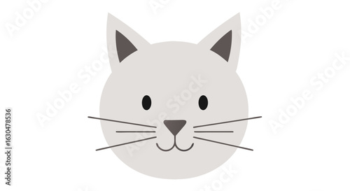 Charming feline head illustration conveying a sense of playful innocence and minimal design, for pet lovers and graphic artists