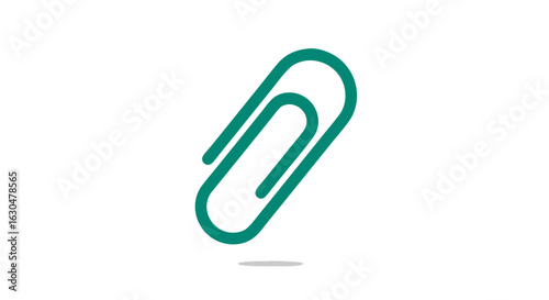Minimalist Teal Paperclip Illustration on White Background for Office and Stationary Themes