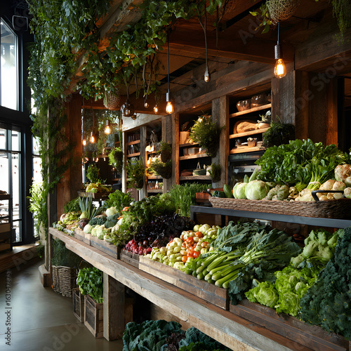 Fresh Organic Produce Display in Rustic Market Environment