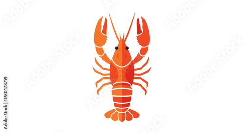 Vector Illustration of a Stylized Orange Lobster on a White Background Offering a Fresh and Vibrant Visual Element for Seafood Designs and Culinary