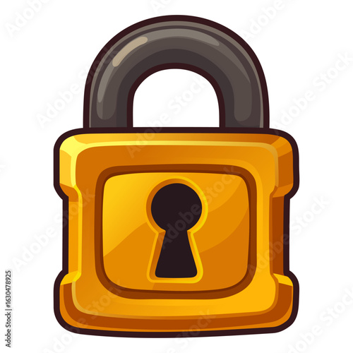 Cartoon Gold Padlock Icon