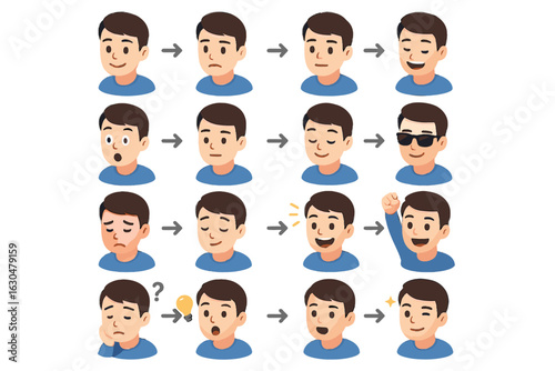 To emotion interest calm icons love neutral boredom transitions icon vector curiosity