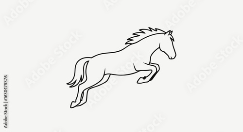 Elegant contour horse gracefully leaping, embodying freedom, agility and spirit within the captivating simple artwork