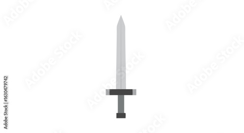 Simple Illustration of a Geometric Steel Sword Against a Clean White Backdrop