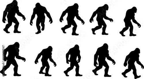 Bigfoot, Sasquatch , forest legend, humanoid,  walking vector bundle