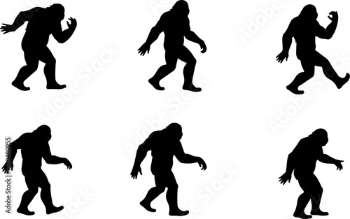 Bigfoot, Sasquatch , forest legend, humanoid,  walking vector bundle