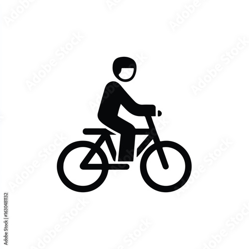 Bicycling Icon Graphic Silhouette Person on a Bike Represents Urban Mobility and Eco Friendly Transportation Option for Exercise and Commuting