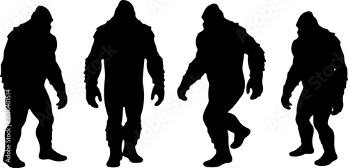 Bigfoot, Sasquatch , forest legend, humanoid,  walking vector bundle