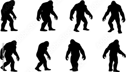 Bigfoot, Sasquatch , forest legend, humanoid,  walking vector bundle