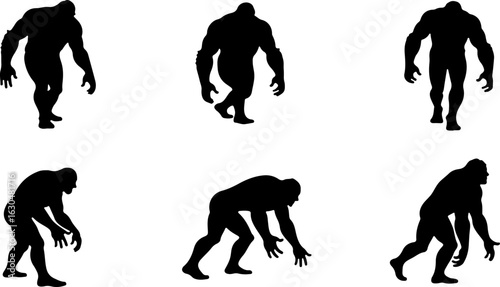 Bigfoot, Sasquatch , forest legend, humanoid,  walking vector bundle