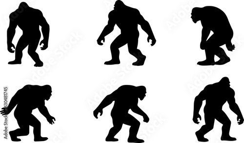 Bigfoot, Sasquatch , forest legend, humanoid,  walking vector bundle