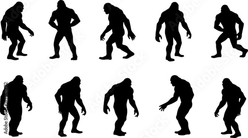Bigfoot, Sasquatch , forest legend, humanoid,  walking vector bundle