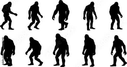 Bigfoot, Sasquatch , forest legend, humanoid,  walking vector bundle