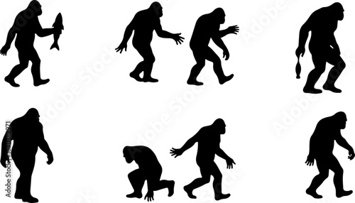 Bigfoot, Sasquatch , forest legend, humanoid,  walking vector bundle