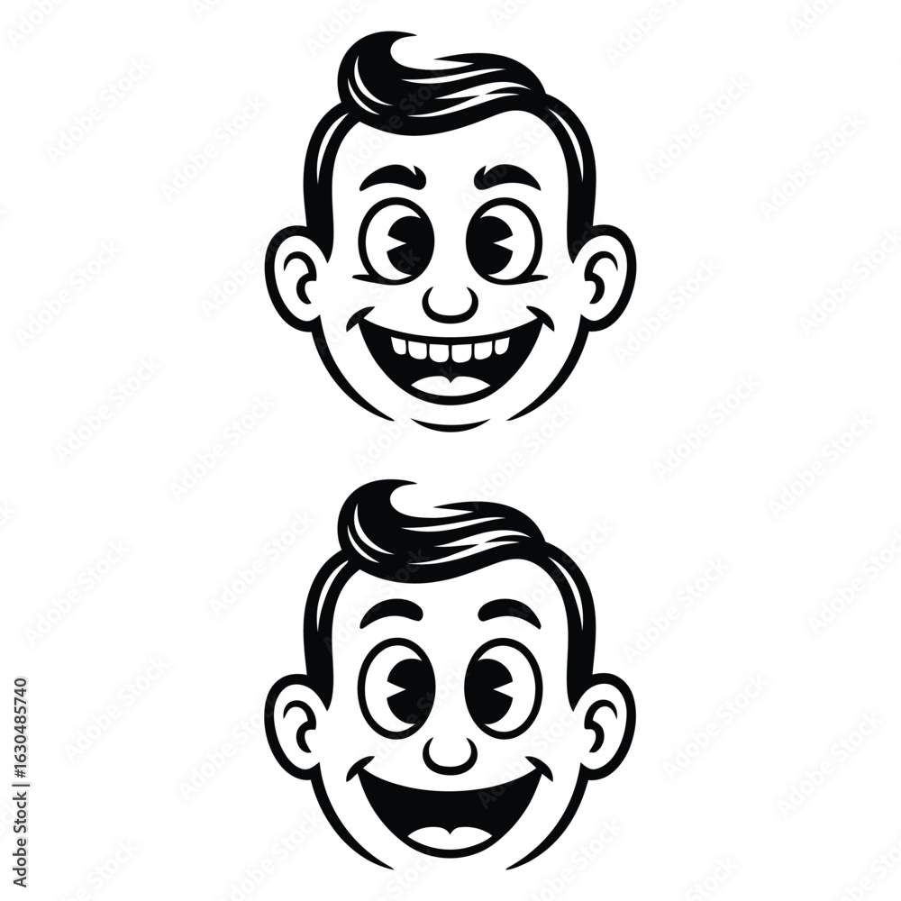 Fototapeta premium Smiling boy faces cartoon happy