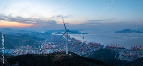 wind power station by port